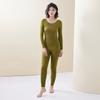 Traje de ropa cálida para el cuidado de la piel de otoño e invierno, ropa interior ultradelgada, ropa interior sin costuras, ropa exterior resistente al frío y cálida, ropa de otoño de manga larga, pantalones largos para mujer
