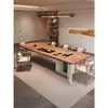 Mesa de Centro de Madera Maciza Color Madera para Todas las Estaciones, Mesa y Sillas de Madera Maciza para Preparar Té, Mesa de Té Integrada Minimalista Moderna para Hotel, B&B, Sala de Exposiciones, Oficina