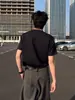 Camiseta de Verano 2026 para Hombre, Estilo High Street Americano, Manga Corta, Peso Pesado, Aspecto Fresco y Sofisticado, Top de Manga Media con Cuello Pequeño