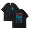 Venda Quente Transfronteiriça Primavera e Verão Novo Estilo Japonês Fresco Tendência Marca Estampada Gola Redonda Manga Curta Casal Estudante Camiseta Top Unissex
