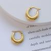 Pendientes geométricos simples con temperamento exagerado de Europa y Estados Unidos, pendientes de mujer, pendientes de acero de titanio chapados en oro de 18 quilates, joyería al por mayor