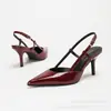 Tacones Altos de Aguja con Punta de Charol, Modernos y Elegantes, Sandalias de Tacón Alto Cerradas, Tacones Altos de Lujo Ligero para Mujer, Transfronterizo