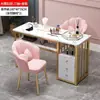 Mesa de manicure moderna, mesa de manicure dupla econômica, mesa de maquiagem, conjunto de mesa e cadeira para salão de manicure de luxo leve estilo japonês, estação de manicure