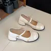 Zapatos de Mujer de Verano 2026, Zapatos Individuales Bajos con Tacón Grueso y Punta Redonda Franceses, Versátiles con Faldas, Suela Suave, Aumentadores de Altura, Zapatos Mary Jane