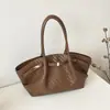 Bolsa Tote Tecida Textura Retro Coreana Temperamento Feminina Outono Inicial Grande Capacidade Casual para o Dia a Dia Ombro Único Bolsa de Ombro
