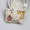 Bolsa Cosmética Linda Azul Caricatura Mini Billetera Algodón Puro Bolsa Pequeña de Tela Auriculares Lápiz Labial Bolsa de Almacenamiento Portátil