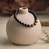 Pulseira de Obsidiana Natural Feminina 2025 Ano do Nascimento da Cobra Pulseira do Zodíaco Três em Um Pulseira de Contas de Buda Masculina