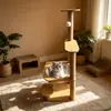 Marco de escalada para gatos de sisal con nido para gatos tipo cápsula espacial, plataforma de salto para gatos resistente a los arañazos, marco de escalada multifuncional para gatos, juguete resistente para gatos