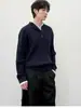 Suéter de Tricô com Tranças Falso Duas Peças Gola Alta, Suéter Casual Solto para Outono e Inverno, Suéter Masculino