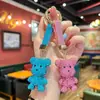 Llavero de oso de arcilla 3D lindo de dibujos animados con diamantes de imitación, accesorio de moda coreana para bolso de trabajo para niñas
