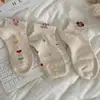 Calcetines de mujer de dibujos animados, calcetines cortos para primavera y verano, estilo coreano, transpirables, modernos, lindos, hilo de puntos, diseño de conejito, calcetines invisibles bajos