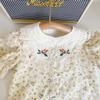 Ancorelala2026 Conjunto de Dos Piezas para Niñas Estilo Nuevo Primavera y Verano: Top Floral Lindo y Shorts de Mezclilla Bordados