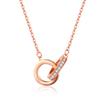 Colar de ouro rosa 18k banhado a branco com dois anéis, corrente de clavícula feminina, pequena série Mori fresca, uma geração de cabelo