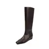 Botas de Caballero de Cuero Genuino que Aumentan la Altura de Forma Invisible 2026 Invierno Tacón Medio Cuña Punta Cuadrada Cremallera Trasera de Cuero Genuino Botas Altas Largas para Mujer