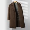 Abrigo de tweed de doble cara para hombre de negocios para otoño e invierno, largo medio, casual, con cuello de traje, para mediana edad, nuevo para hombre a la moda