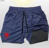 Pantalones Cortos Dobles de Dos en Uno para Hombre con Músculos de Anime Estampado 2D para Fitness, Running, Jogging, Entrenamiento