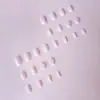 Manicura Francesa Blanca Moño Fresco Uñas Cuadradas Verano Hielo Translúcido Moño Color Claro Uñas Portátiles Venta al por Mayor