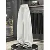 Marca de moda americana Corte inclinado Gris Peso pesado Pierna recta Caída Pantalones de chándal Unisex Otoño Holgado Pierna ancha Deportivos Casual Largos