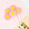 Decoração de Bolo Girassol Flor de Cinco Pétalas Topper com Strass, Flores Pequenas Amarelas e Rosas, Enfeite para Mesa de Sobremesa de Aniversário