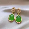 Aretes de Gota de Agua con Piedra Ojo de Tigre Maillard, Diseño de Nicho de Lujo Ligero, Aretes de Gama Alta, Nuevos Aretes Retro de Moda para Mujer