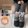 Leggings térmicos para niña 2026 Otoño/Invierno Medias Forradas de felpa para bebé Engrosadas Estilo coreano Conejo de dibujos animados Calcetines térmicos para niño
