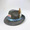 Carnaval Alemão Pena Oktoberfest Logo Publicidade Feltro Cinza Chapéu de Coco Moldado Chapéu Decorativo Fabricante Atacado