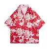 Camisa floral retro de estilo Hong Kong 12V, manga corta, estilo tailandés hawaiano, ideal para hombres y mujeres.