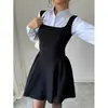 Vestido camisola feminino sem costas transpassado europeu e americano, vestido de verão quadrado da moda para comércio exterior