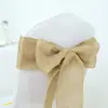 Directo de fábrica lino grueso tela de yute natural decoración de respaldo de silla corbata de lazo decoración de silla para banquete de bodas