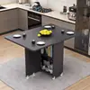 Mesa de comedor plegable para el hogar, apartamento pequeño, simple, multifuncional, móvil con ruedas, apartamento de alquiler, rectangular, mesa de comedor pequeña
