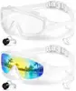 Gafas de Natación para Adultos con Tapones Integrados, Montura Grande, Antiempañantes, Alta Definición, Unisex, Stock de Fabricante, Campo de Visión Amplio, Fábrica de Gafas de Natación