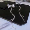 Aretes Largos con Borla de Lentejuelas y Moño 2026 Nuevos de Moda Elegantes Aretes de Influencer Estilo Simple Minimalista