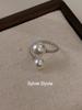 Anillo de perla Ni Ni mismo tamaño apertura ajustable cruz simple alta calidad lujo ligero estilo frío