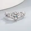 Anillo de Celebridad de Internet Douyin Kuaishou Transfronterizo de Zirconia Imitación Moissanita Ocho Corazones y Ocho Flechas para Mujer y Hombre Anillo de Bodas de Seis Garras al por Mayor