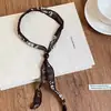 Bufanda de Seda con Cuentas de Madera Estampado de Leopardo Cadena para Suéter Accesorios de Diseño Original de Nicho Personalizados