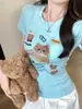 Vestido playero de gato súper lindo pantalones de vestir estilo coreano moderno manga corta lunares corte ajustado top favorecedor estampado