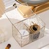 Doméstico luz de luxo ouro transparente em pó caixa de cotonete cosmético rack de armazenamento mesa mesa de vestir acabamento armazenamento de batom