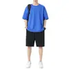 Camiseta Lisa de Manga Curta com Gola Redonda para Homens 2025 Verão Novo Estilo Japonês Simples Estampada Tamanho Grande Solta Casual