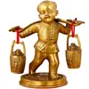 Estatueta de Criança Trazedora de Sorte em Latão, Estatueta de Criança Trazedora de Riqueza, Estatueta de Criança Trazedora de Dinheiro, Estatueta de Criança com Presente de Lingote, Decoração de Casa em Cobre