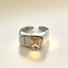 Anillo de Diamante Amarillo de la Suerte Estilo Coreano para Mujer, Diseño de Nicho de Lujo Ligero, Moda de Personalidad de Gama Alta, Anillo de Letra de la Suerte al por Mayor