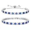 Pulsera de Tenis Ajustable Deslizante de Zirconia Redonda de 4 mm Fila Única Completamente Diamantada Joyería de Plata Moda Europea y Americana Venta al por Mayor