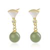 Brincos de Jade de Hotan Brincos de Jade Femininos Brincos de Prata Esterlina 925 Moda 2021 Brincos Elegantes Orelha de Concha