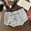 Cueca Boxer Feminina Jacquard Estilo Academia Britânica Cor Pêssego Algodão Puro Estampa de Urso Hipoalergênica Antibacteriana Respirável Cintura Média
