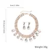 Conjunto de Pendientes y Collar con Borla de Gota de Agua Incrustada de Diamantes, Cadena para Clavícula Exquisita y de Moda Europea y Americana, Joyería de Lujo Ligero y de Alta Gama