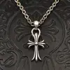 Joyería de Moda Anillo de Cobre Blanco Collar con Colgante de Cruz Accesorios Retro de Plata Tailandesa Cadena para Suéter de Otoño e Invierno de Gama Alta Transfronterizo
