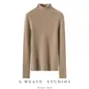 Outono/Inverno Novo Estilo Minimalista Gola Meia-Alta % Cashmere Puro Feminino Slim-Fit Versátil Suéter Camada Base Quente Malha