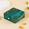 Caja de Joyería Tipo Cajón Estilo Canal Asa de Perla Textura Estéreo Pendientes Collar Anillo Caja Deslizante Caja de Joyería