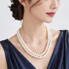 Collar de perlas de imitación de doble capa, accesorios de cheongsam de dos capas, cadena de cuello multicapa para mujer, cadena de suéter de dos filas
