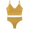 Conjunto de Sujetador Estilo Francés para Mujer, Sujetador Push-Up sin Cables, Hermoso Sujetador Deportivo de Copa Triangular en la Espalda, Conjunto de Dos Piezas, Cómodo para Deportes