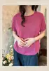 Camiseta de Algodão e Linho Estilo Japonês Feminina Hong Kong e American Apparel/Coleção Primavera/Verão 2026, Top Soltinho de Manga Curta Estilo Artístico Clássico em Cinco Cores